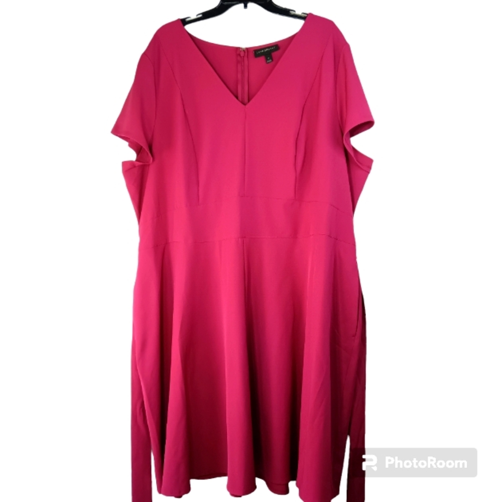 Lane Bryant A-Line Fuchsia Tie Back Belt Women's Size 26 Dress with Pockets